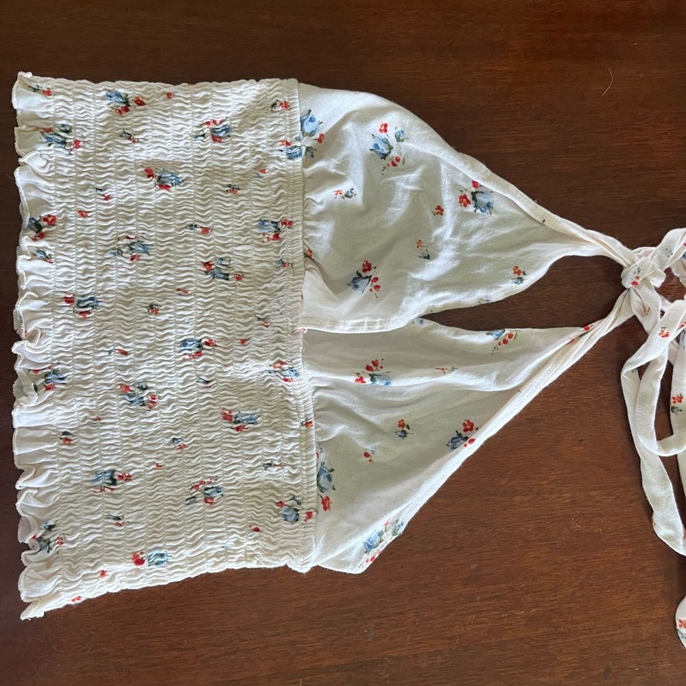 AE white floral halter top.